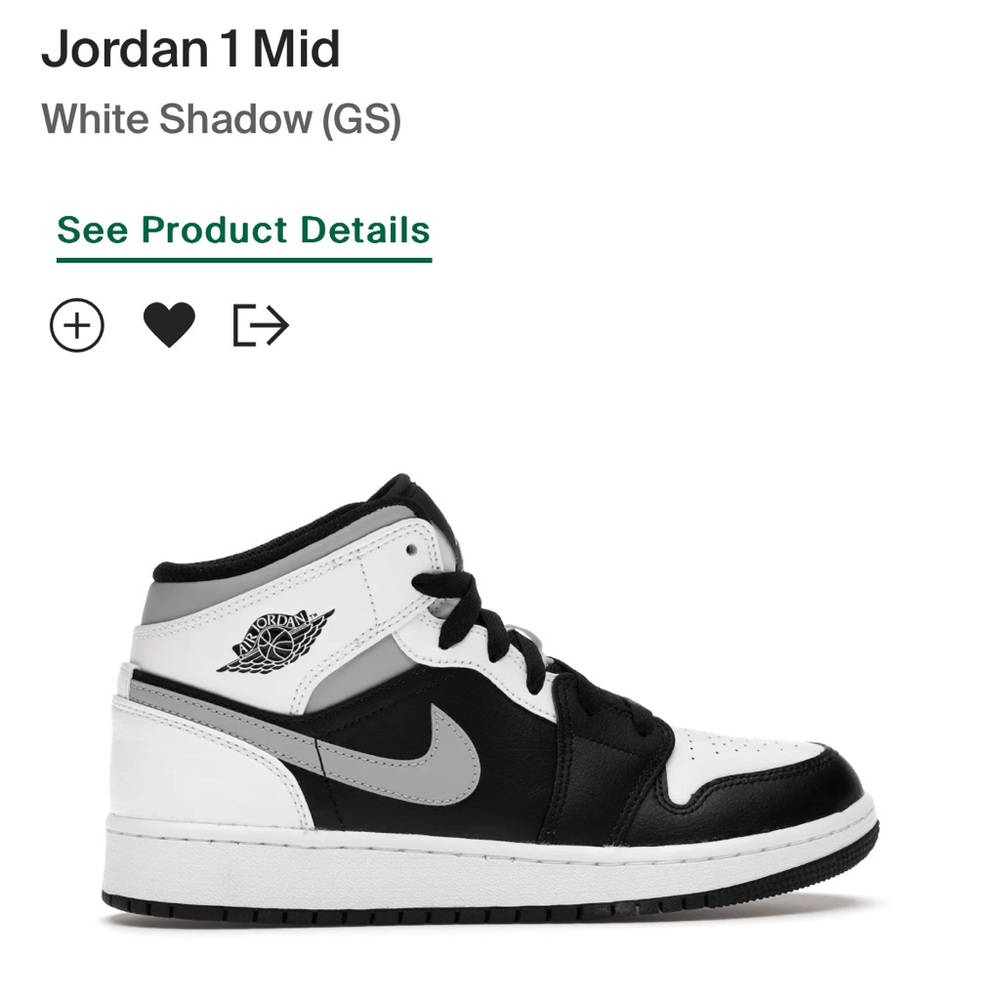 Jordan 1 Mid White Shadow (GS)